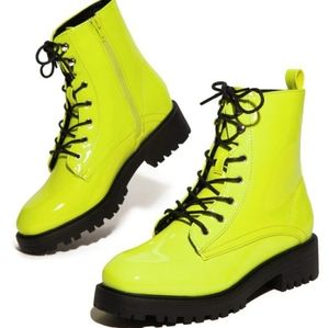 Nature Breeze Neon Yellow Machin Combat Boots